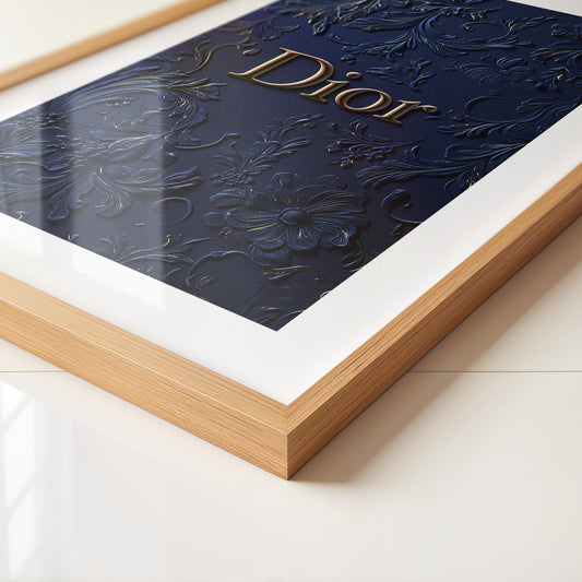 Blumenmuster Goldprägung Navy