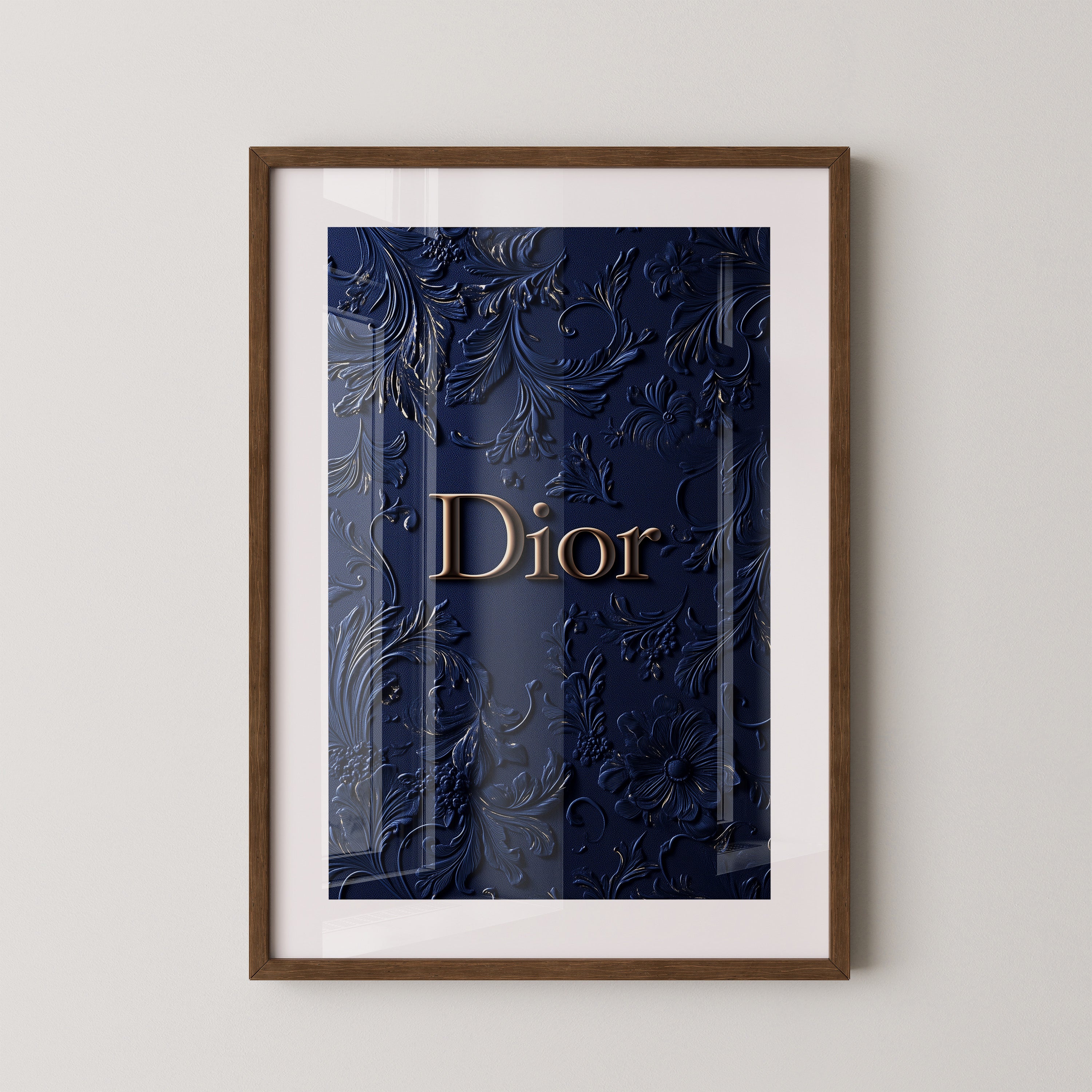 Blumenmuster Goldprägung Navy