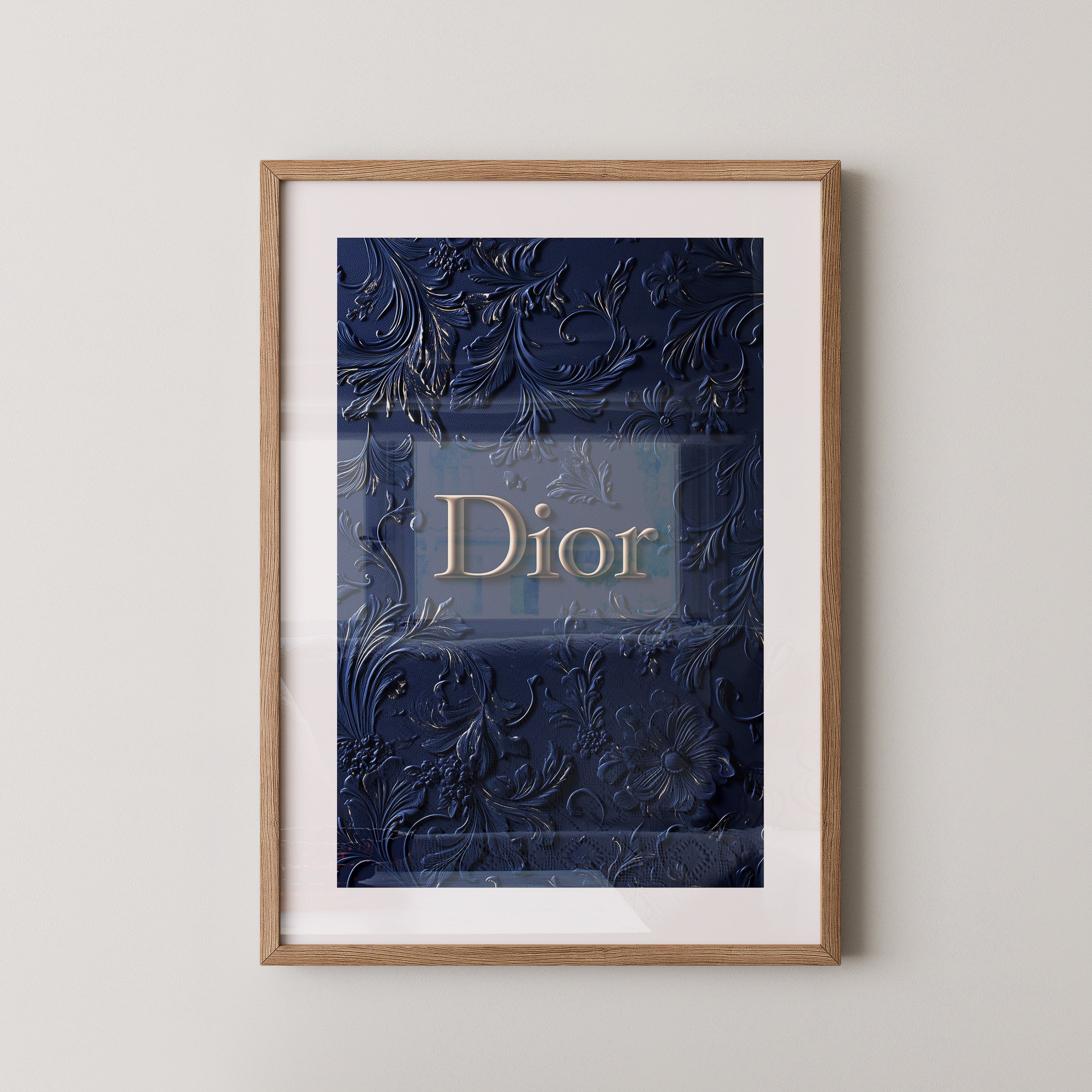 Blumenmuster Goldprägung Navy