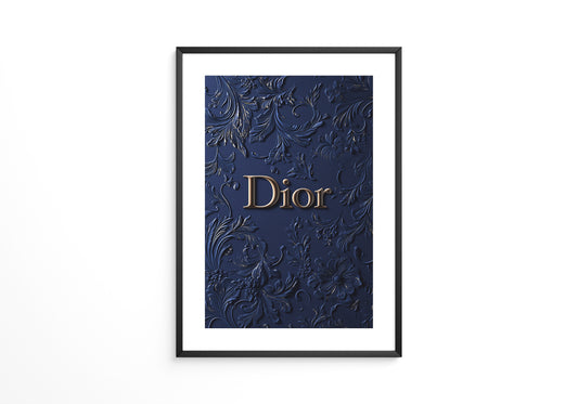 Blumenmuster Goldprägung Navy