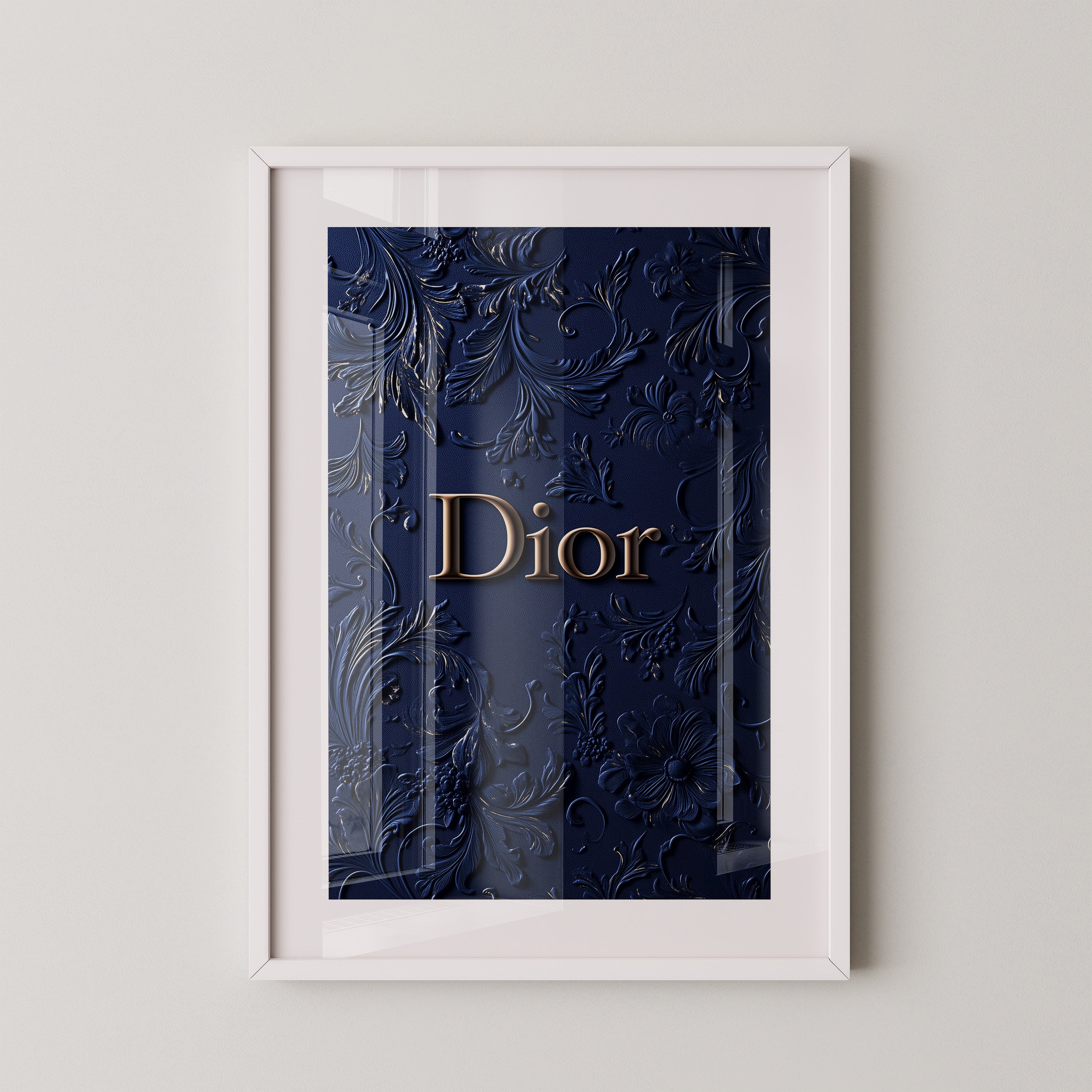 Blumenmuster Goldprägung Navy