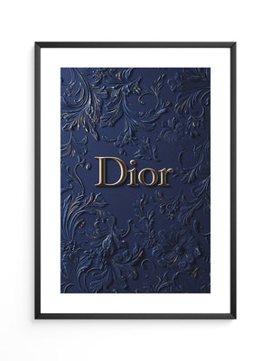 Blumenmuster Goldprägung Navy