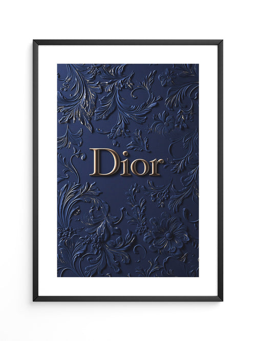 Blumenmuster Goldprägung Navy