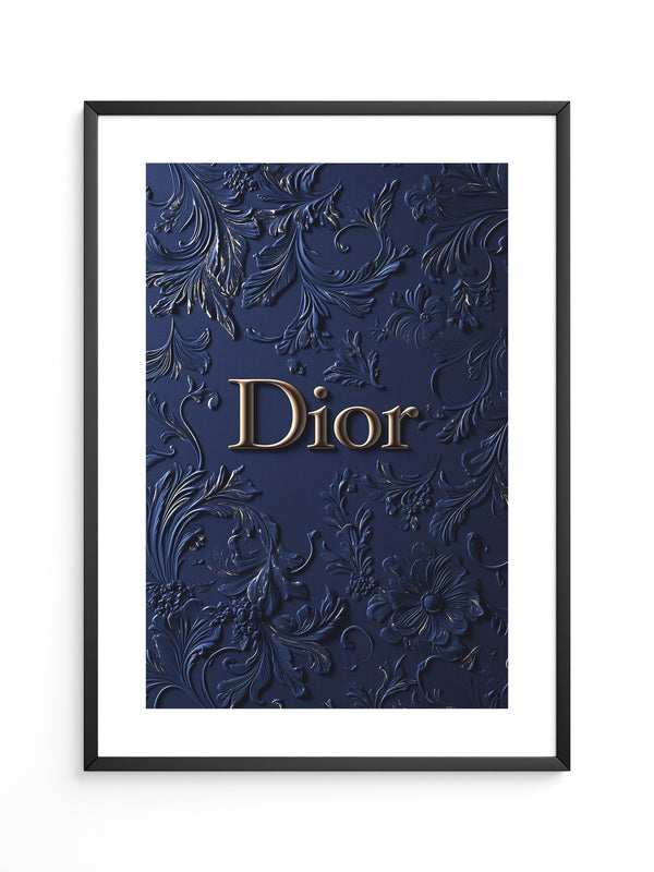 Blumenmuster Goldprägung Navy