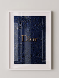 Blumenmuster Goldprägung Navy