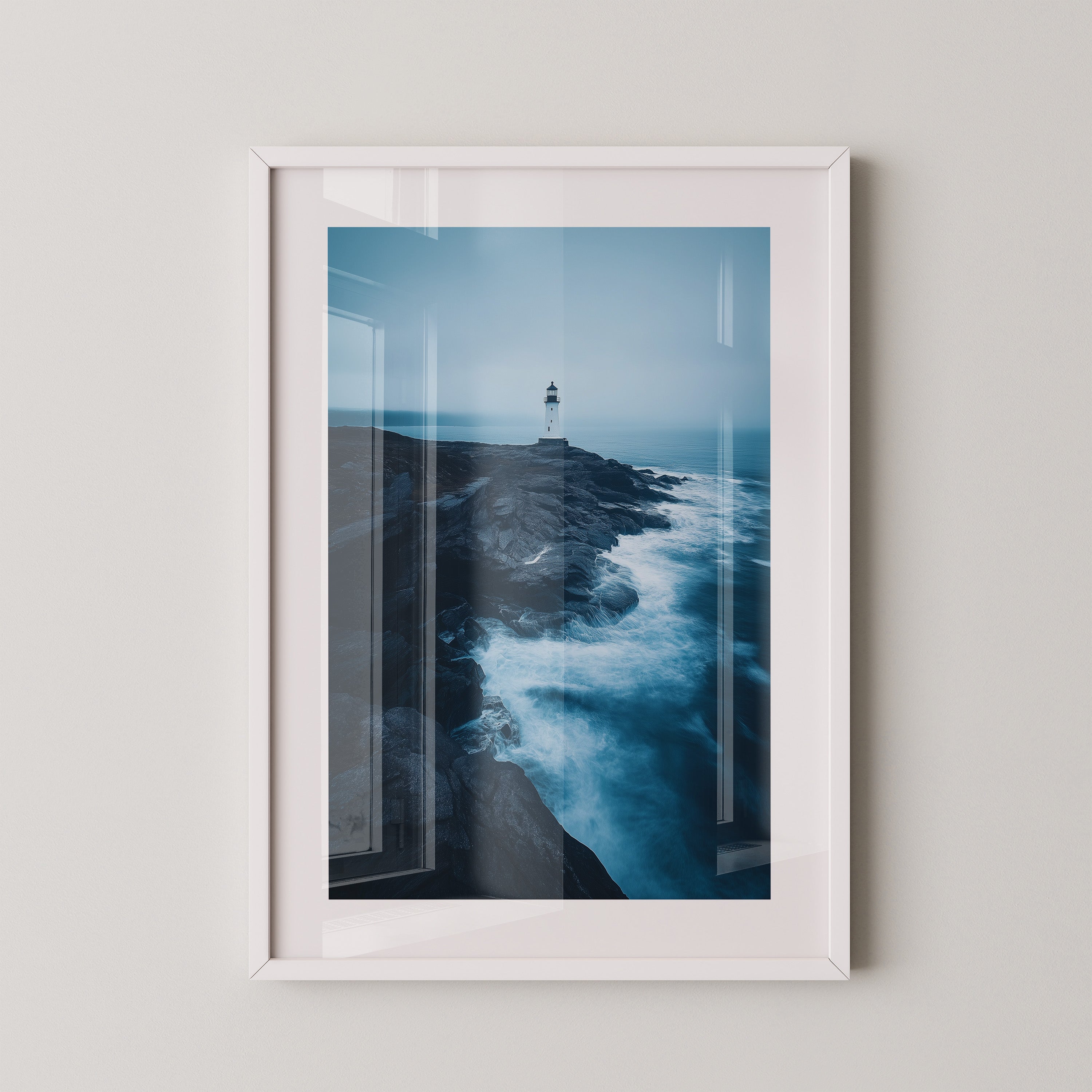 Leuchtturm Klippen Blautöne