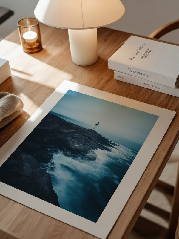 Leuchtturm Klippen Blautöne