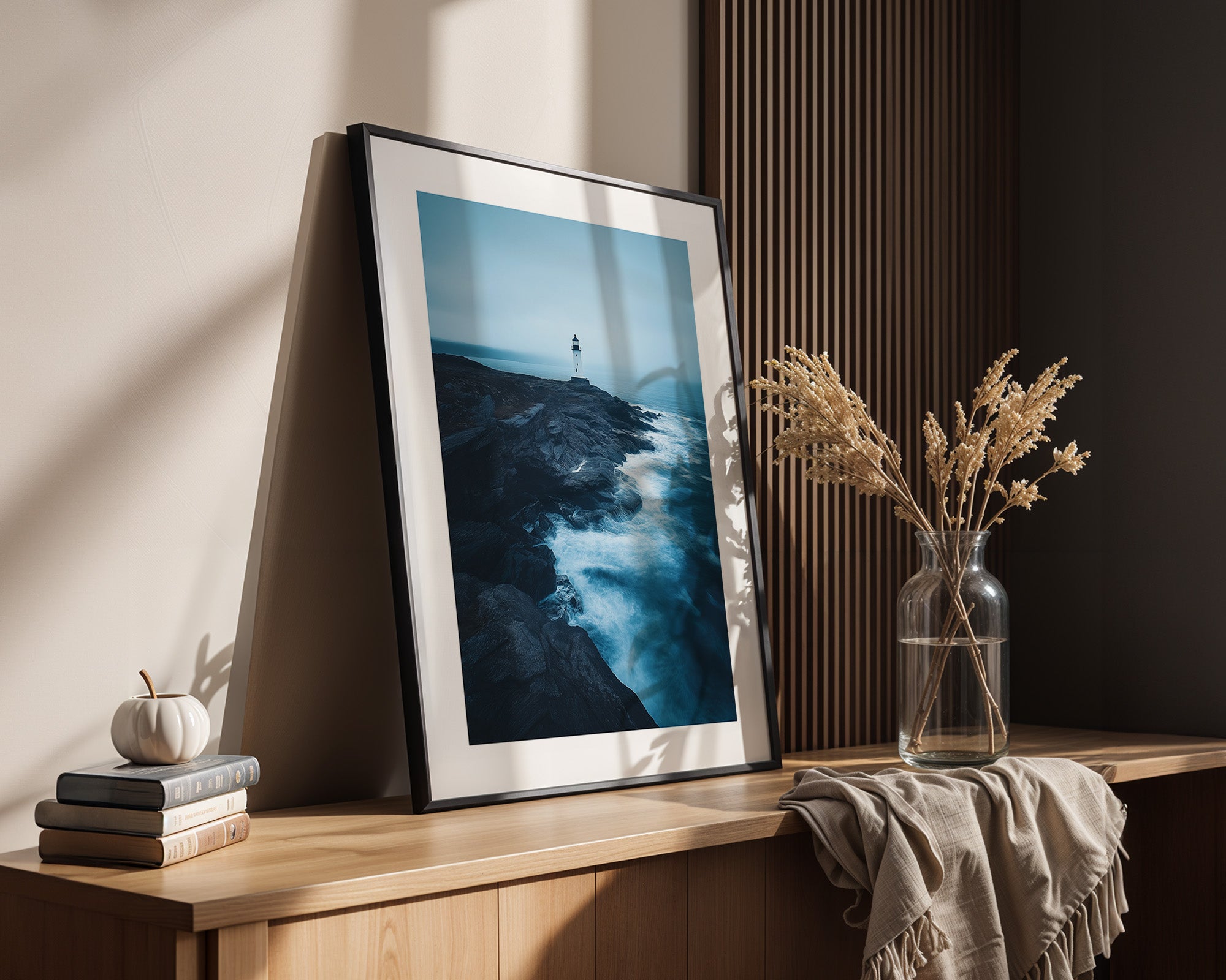 Leuchtturm Klippen Blautöne