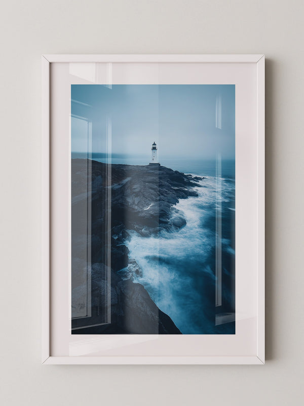 Leuchtturm Klippen Blautöne