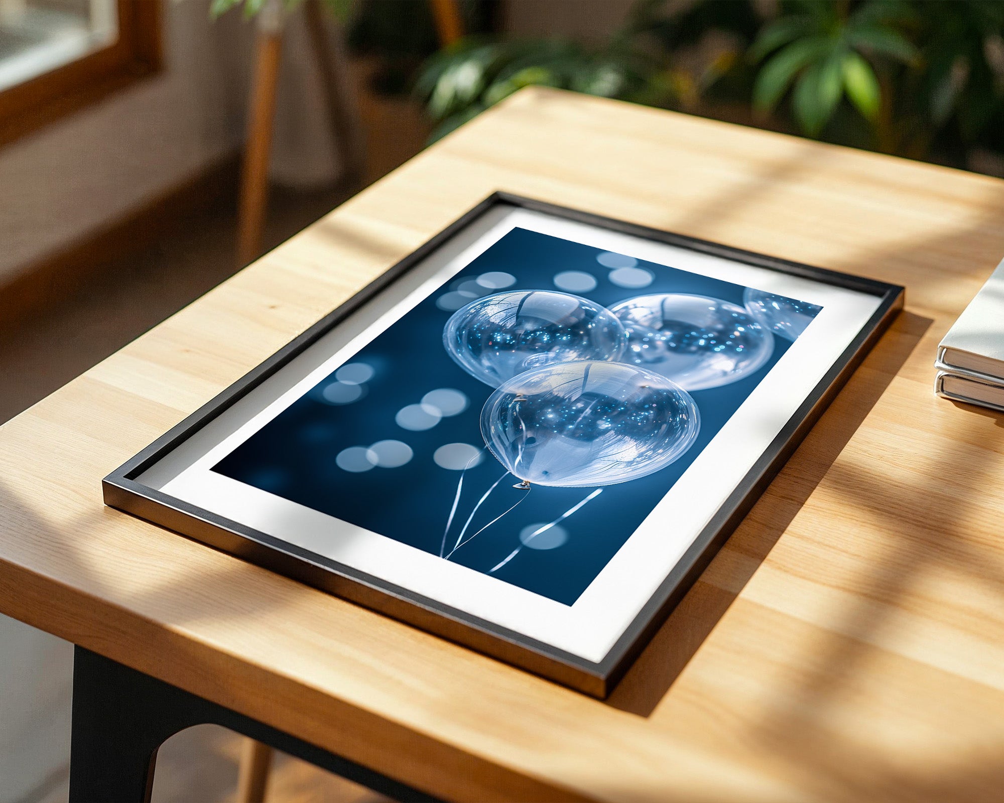 Glanzballons Blau Bokeh