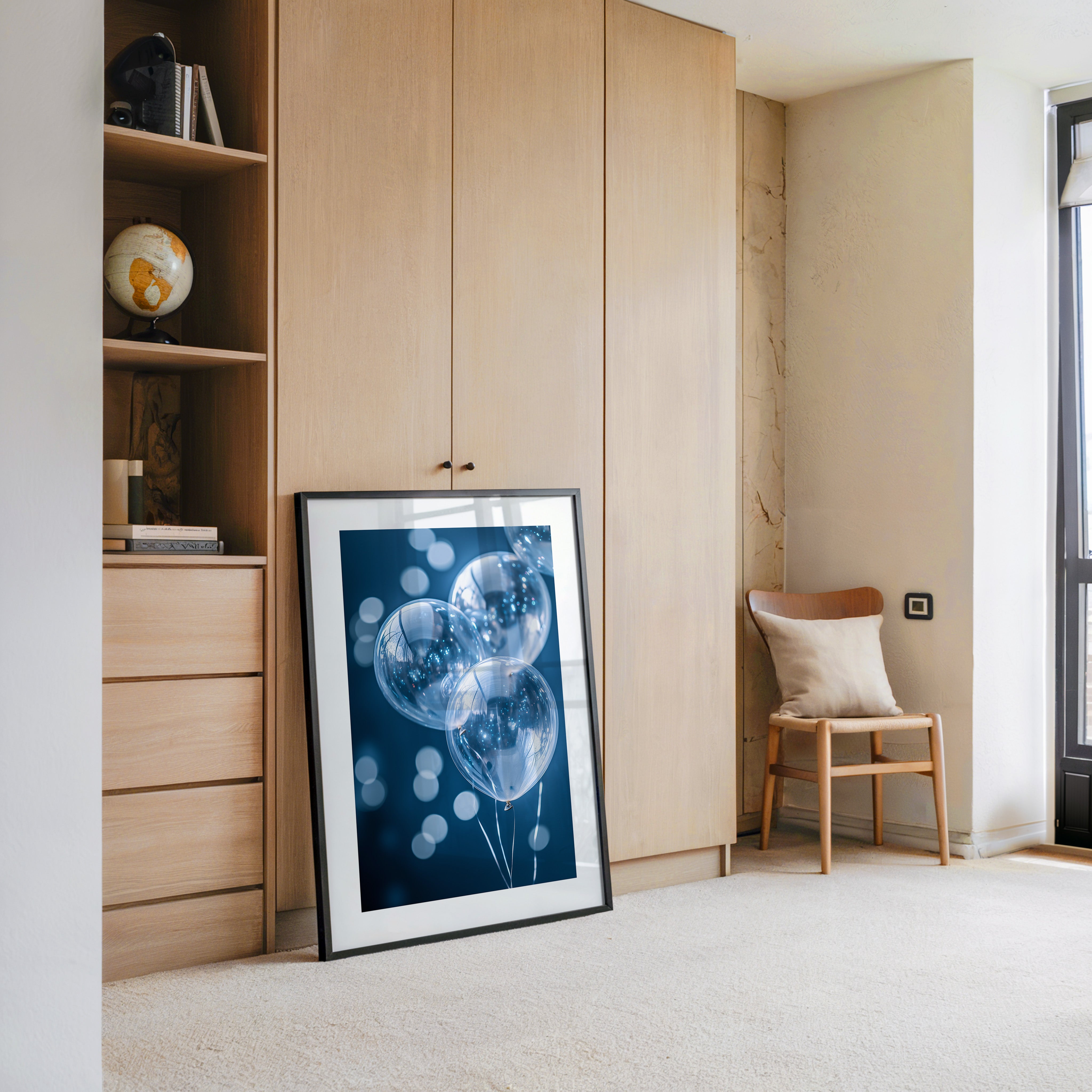 Glanzballons Blau Bokeh