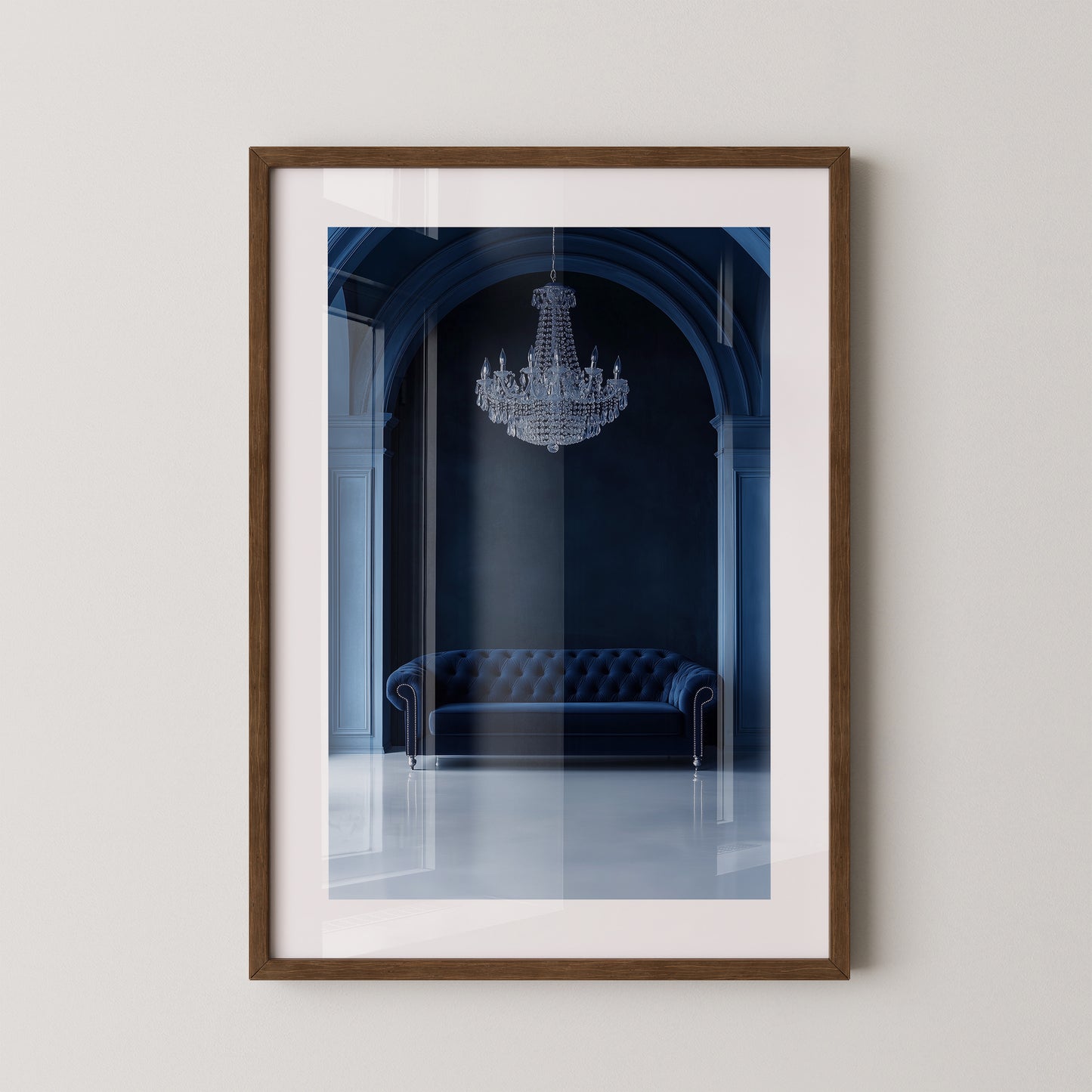 Sofa Kronleuchter tiefblau