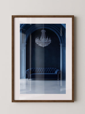 Sofa Kronleuchter tiefblau