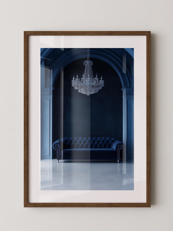 Sofa Kronleuchter tiefblau