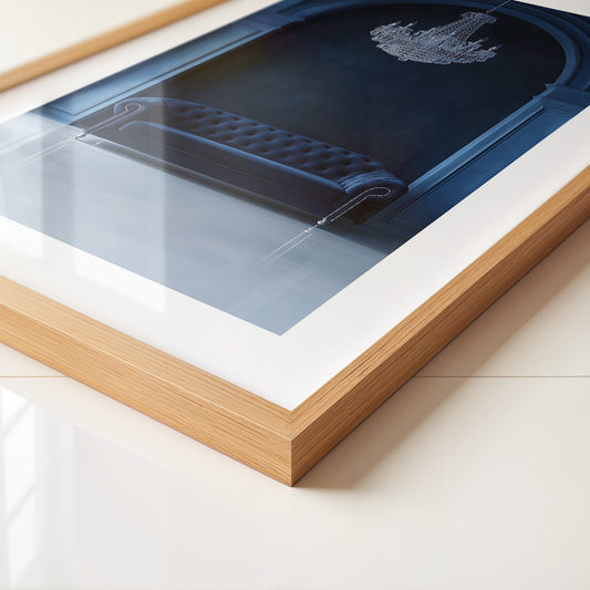 Sofa Kronleuchter tiefblau