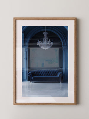 Sofa Kronleuchter tiefblau