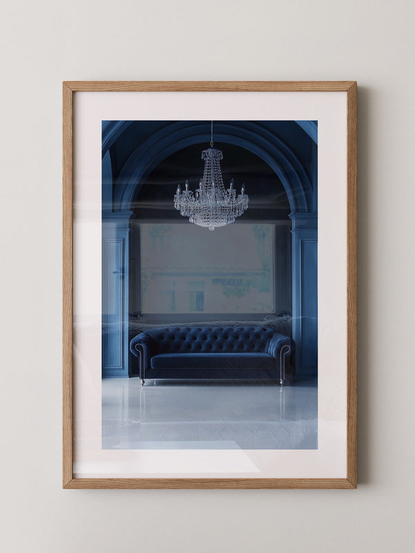 Sofa Kronleuchter tiefblau