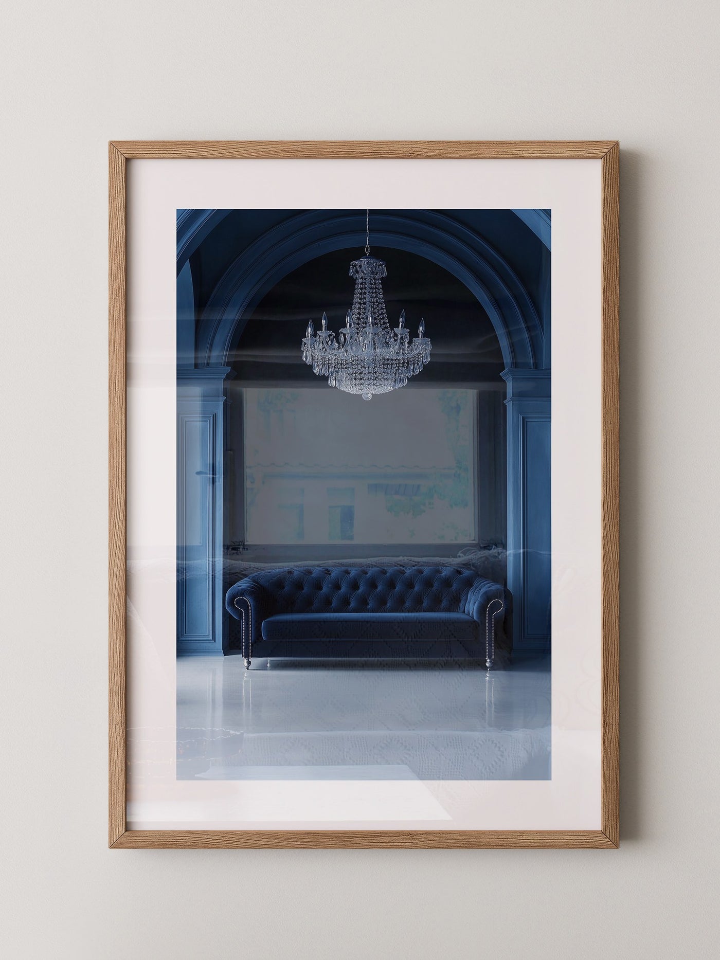 Sofa Kronleuchter tiefblau