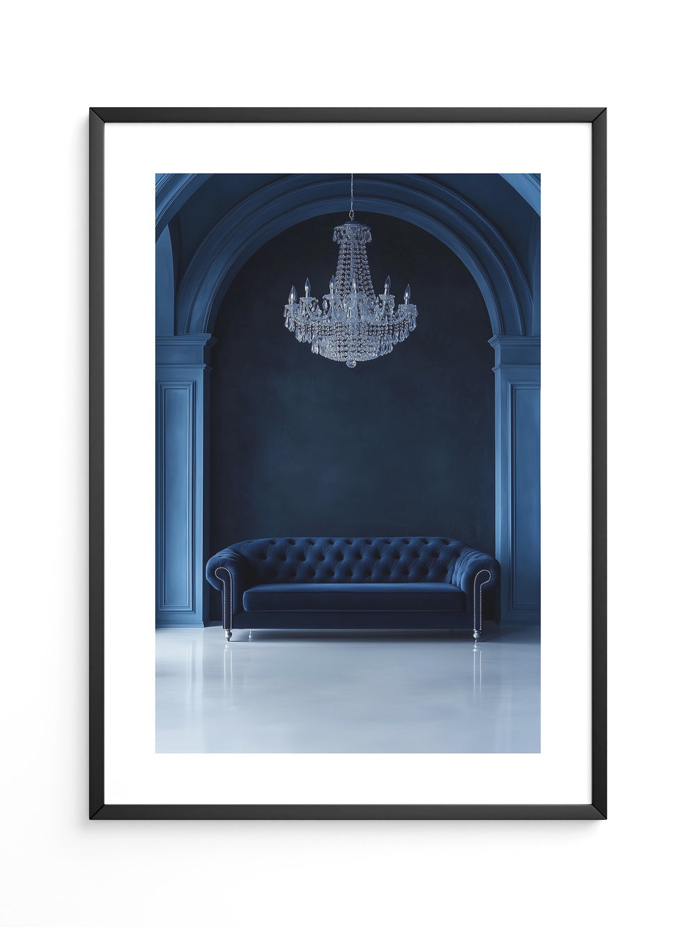 Sofa Kronleuchter tiefblau