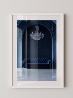 Sofa Kronleuchter tiefblau