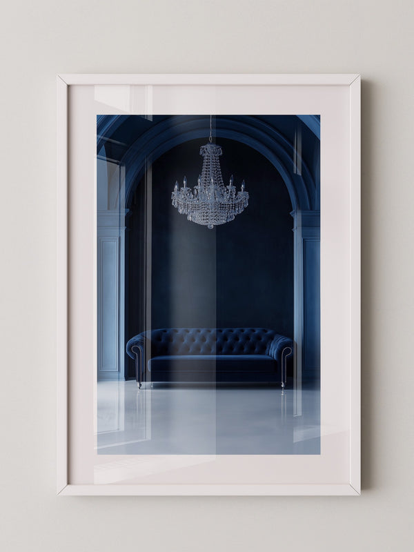 Sofa Kronleuchter tiefblau