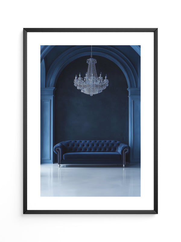 Sofa Kronleuchter tiefblau