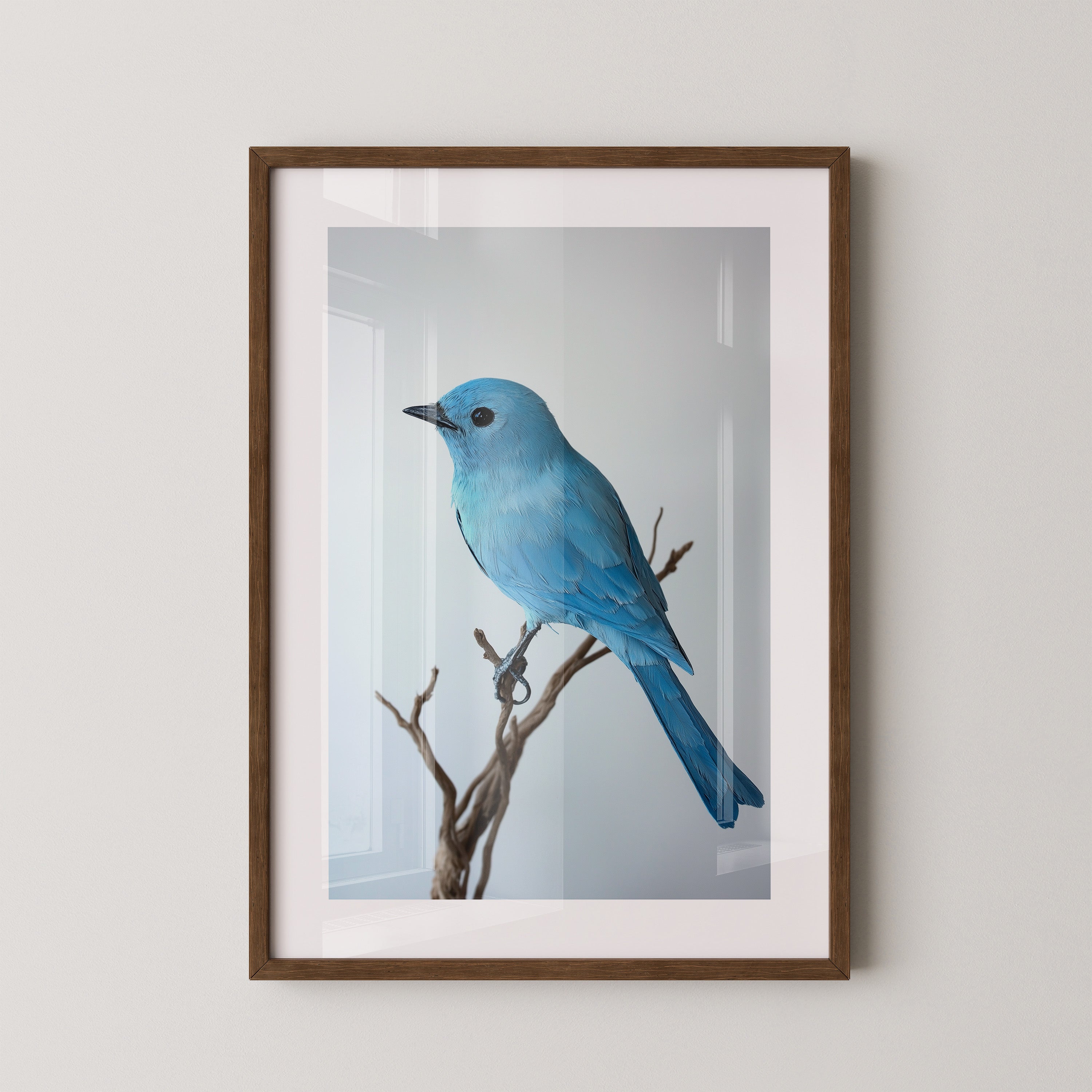 Blauer Vogel auf Zweig