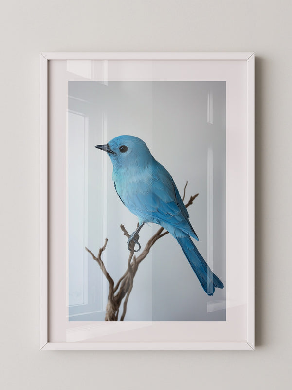 Blauer Vogel auf Zweig