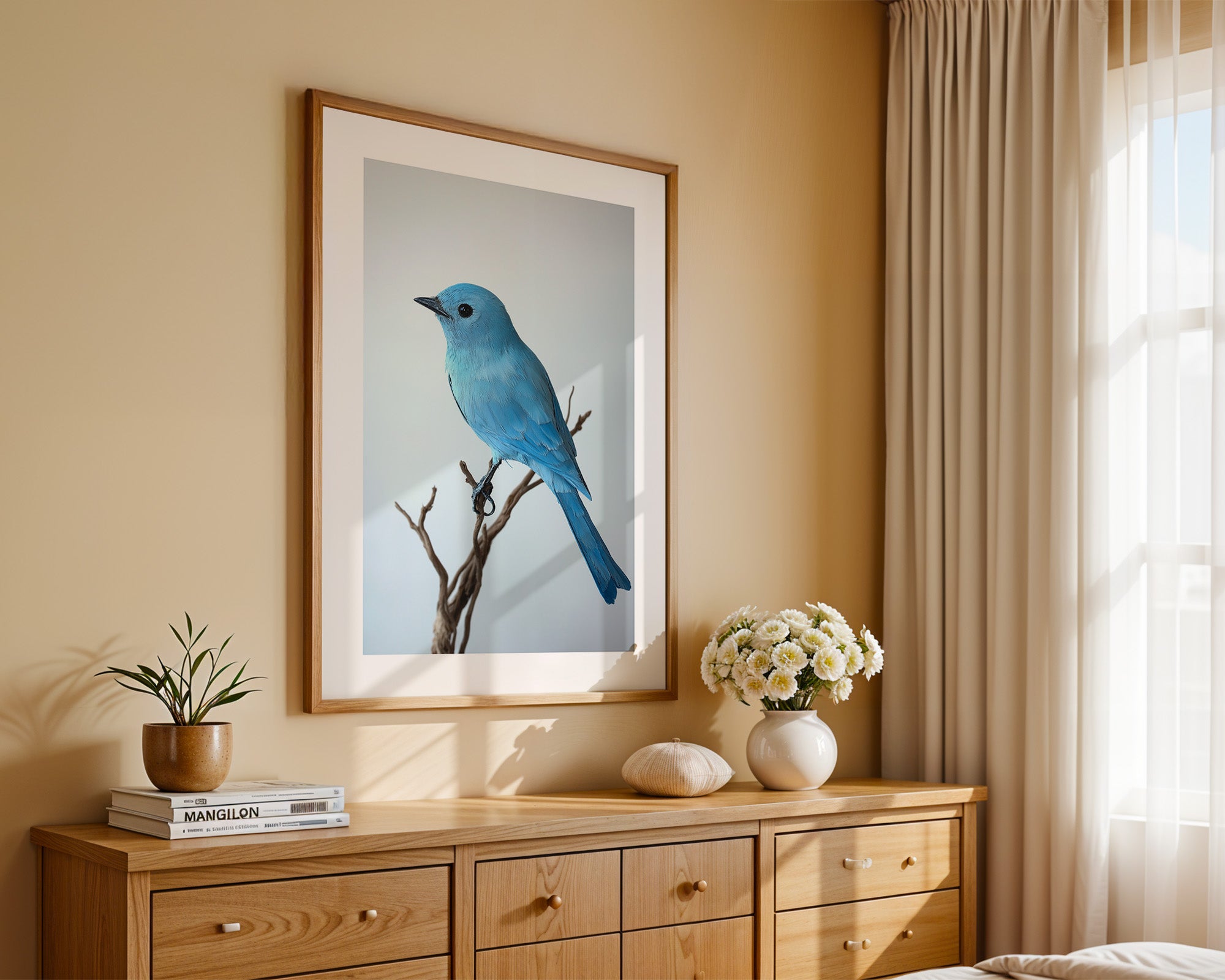 Blauer Vogel auf Zweig