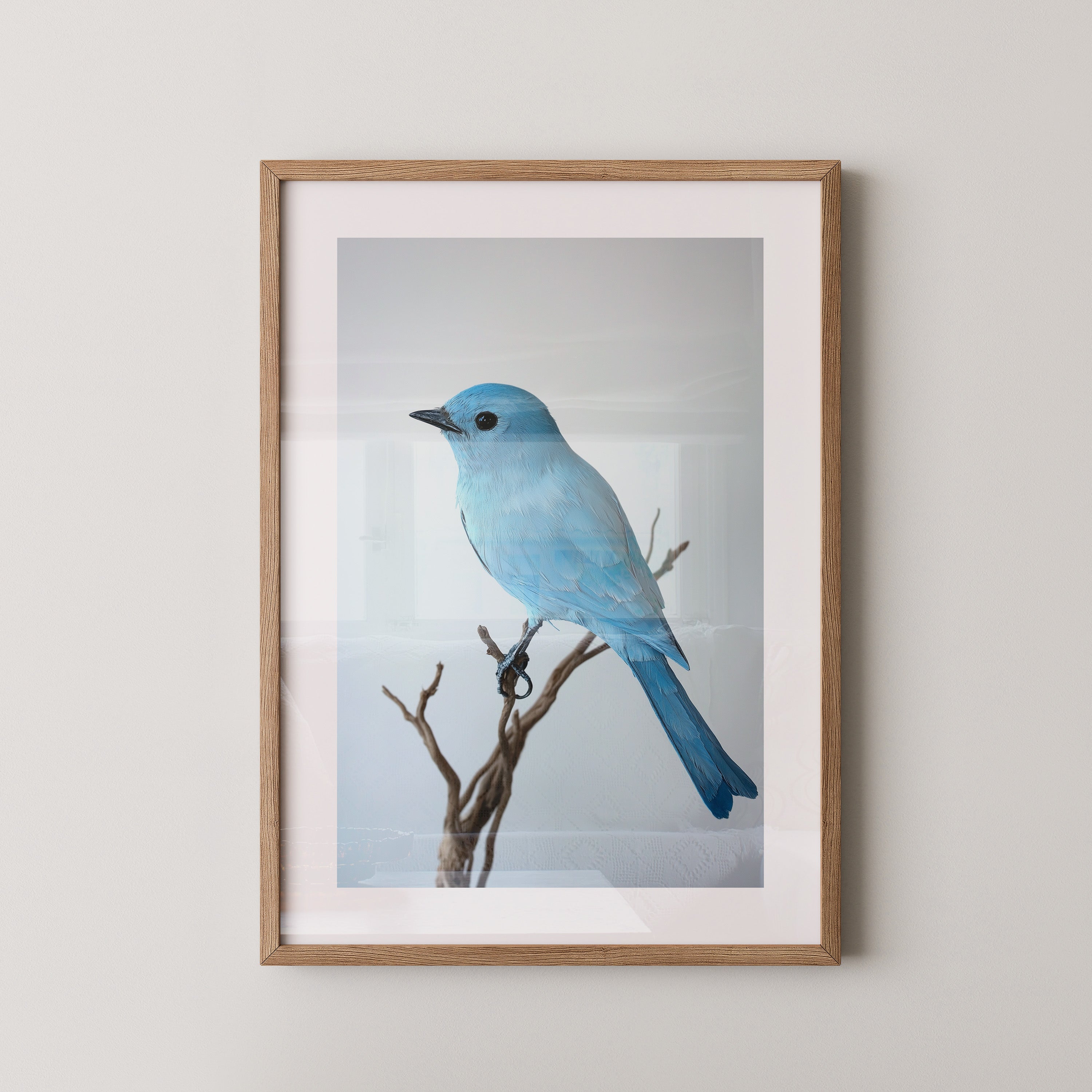 Blauer Vogel auf Zweig