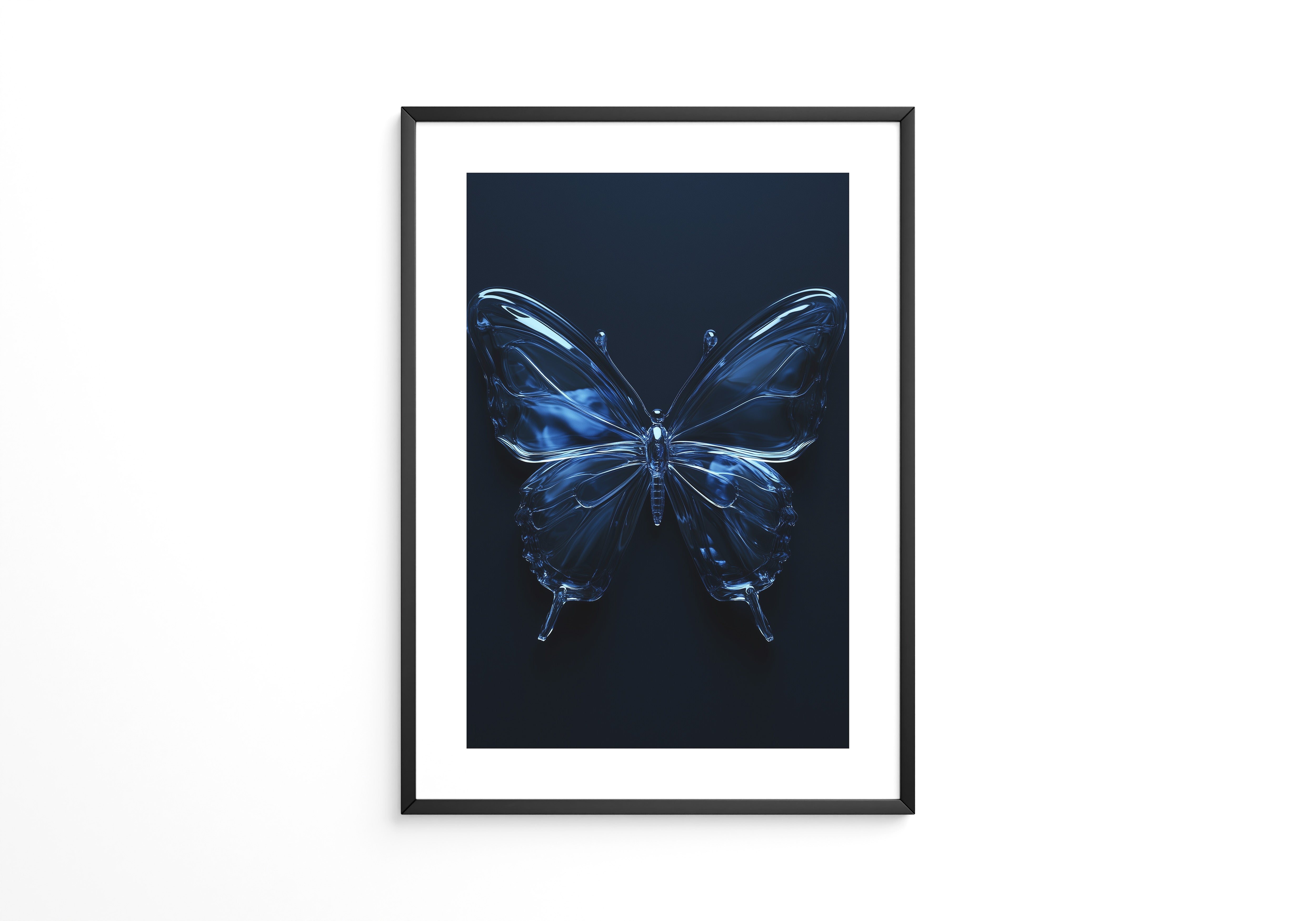 Glas Schmetterling blau