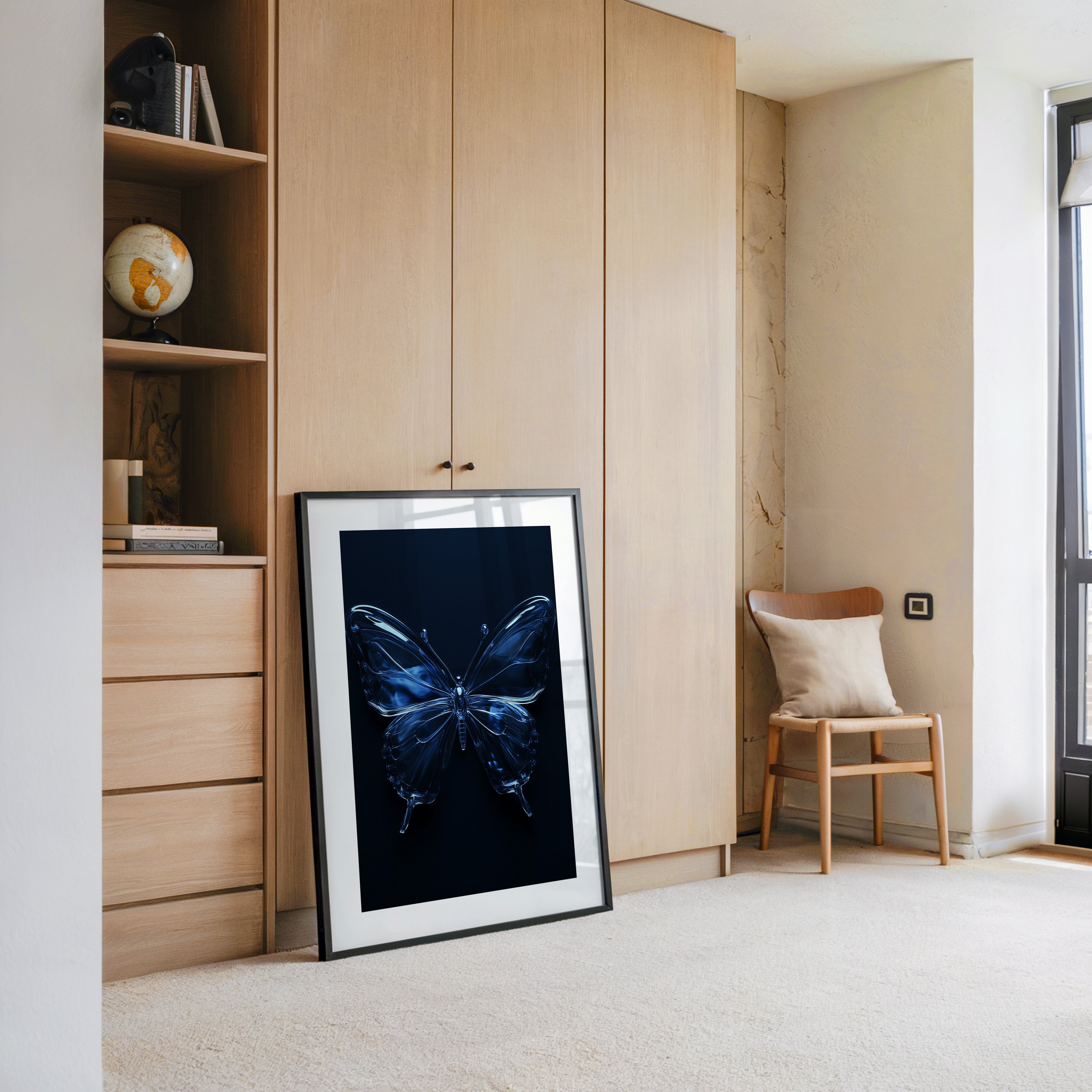 Glas Schmetterling blau