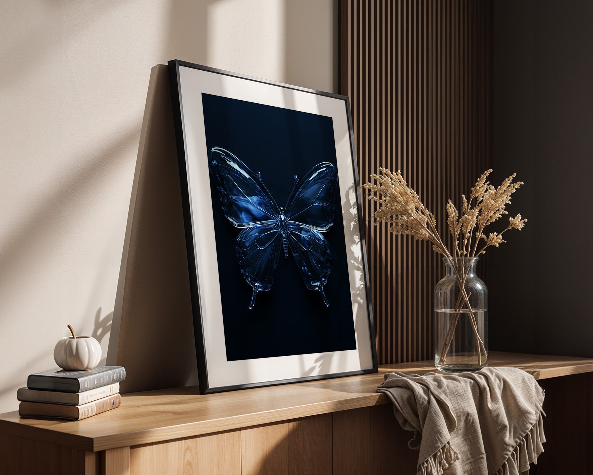 Glas Schmetterling blau