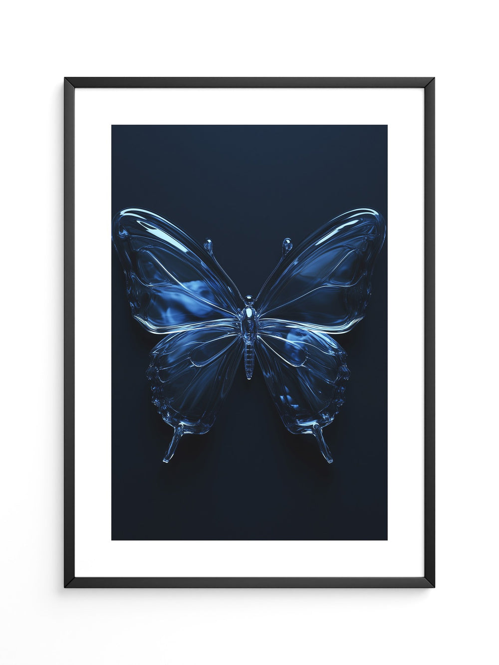 Glas Schmetterling blau