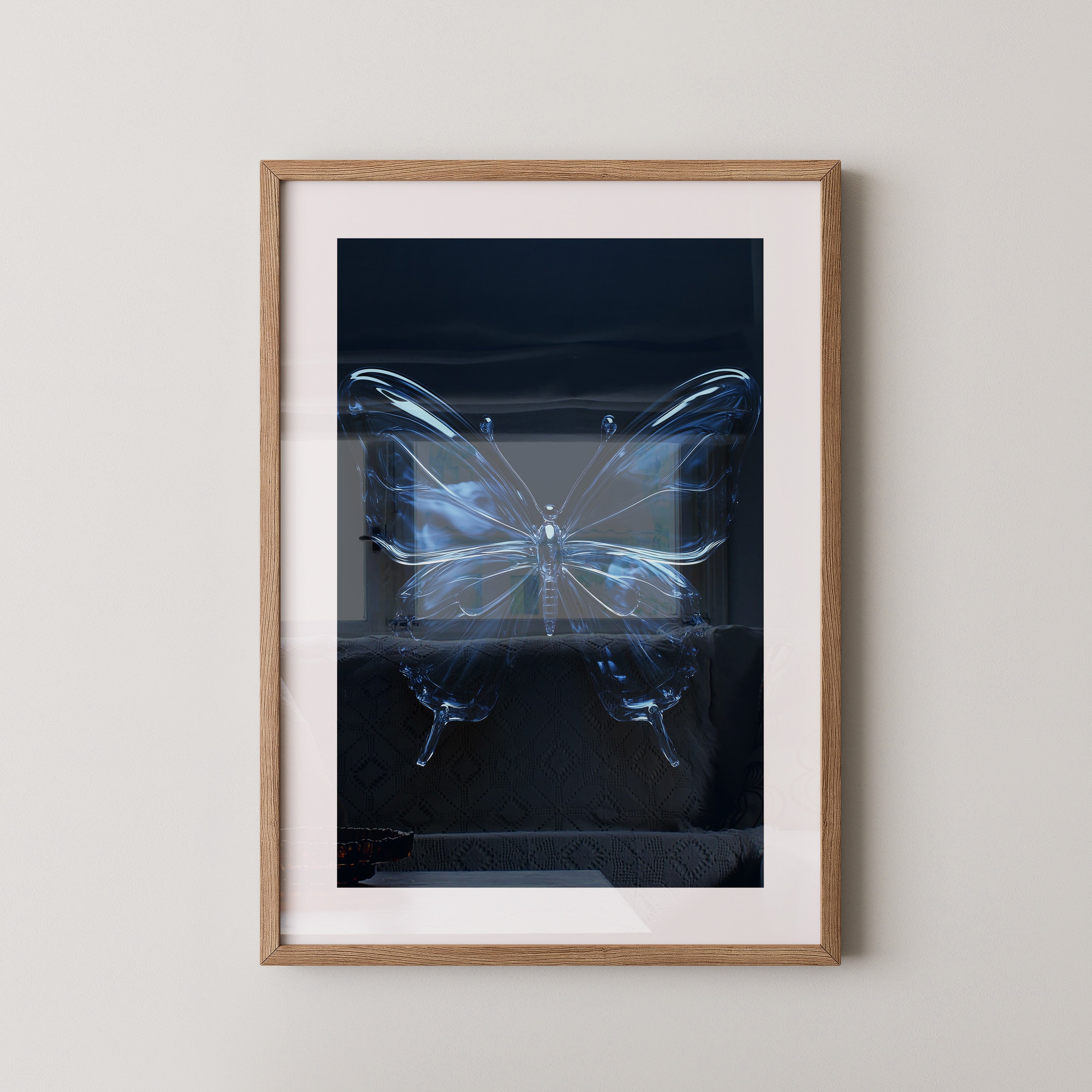 Glas Schmetterling blau