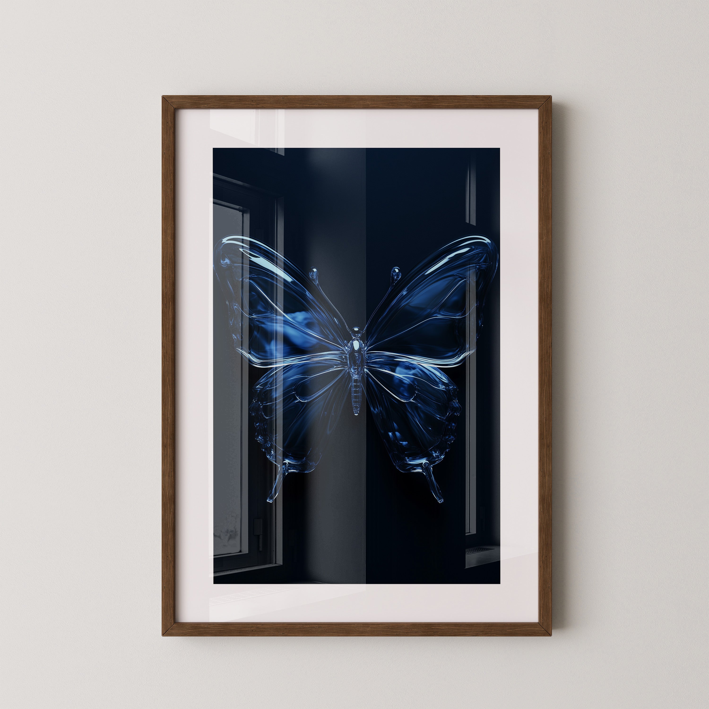 Glas Schmetterling blau