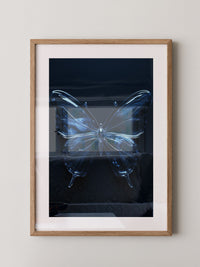 Glas Schmetterling blau