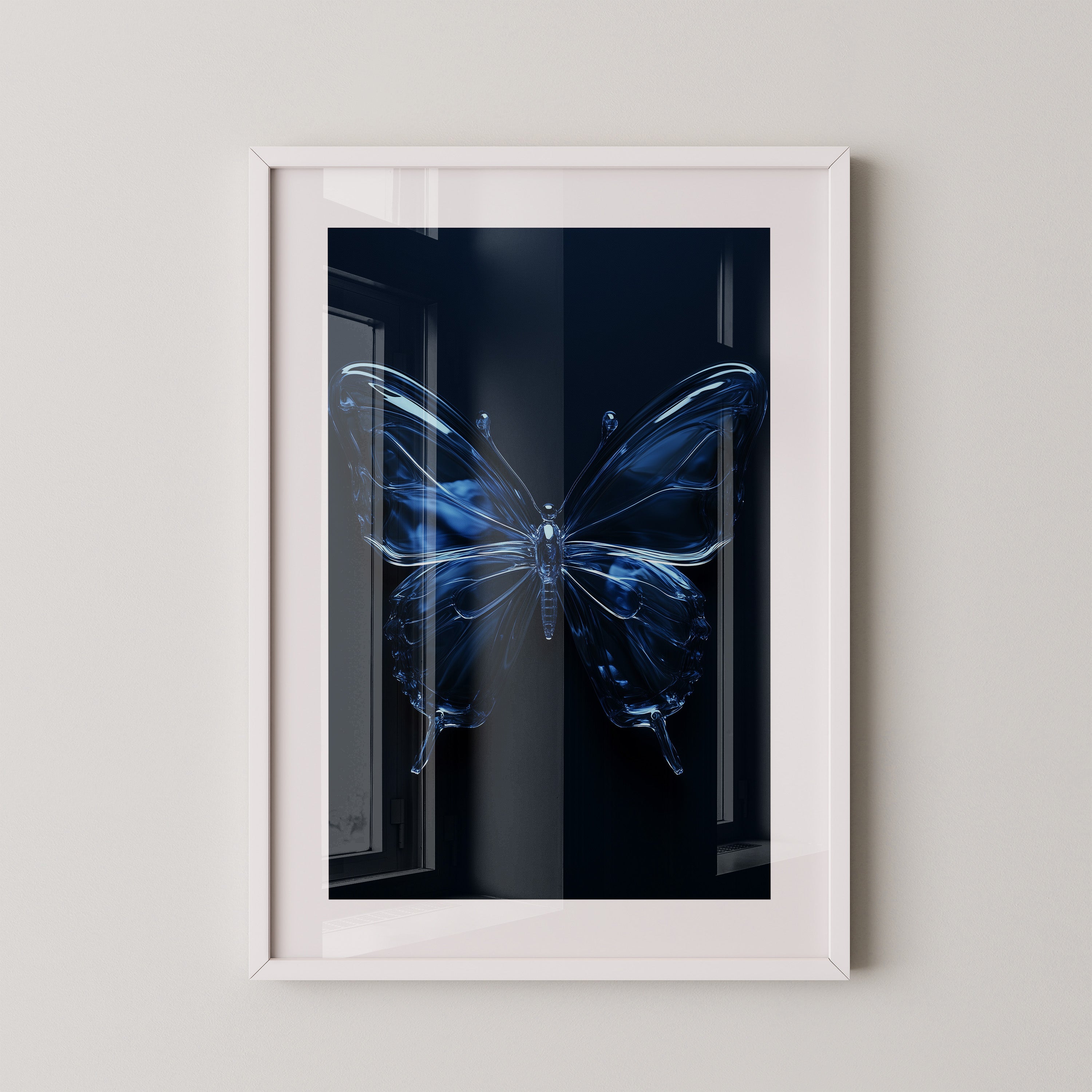 Glas Schmetterling blau