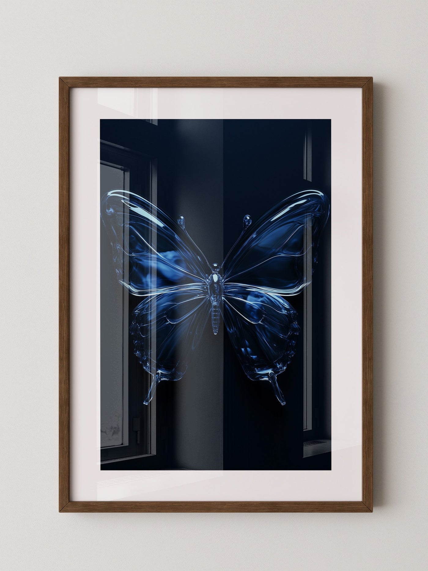 Glas Schmetterling blau