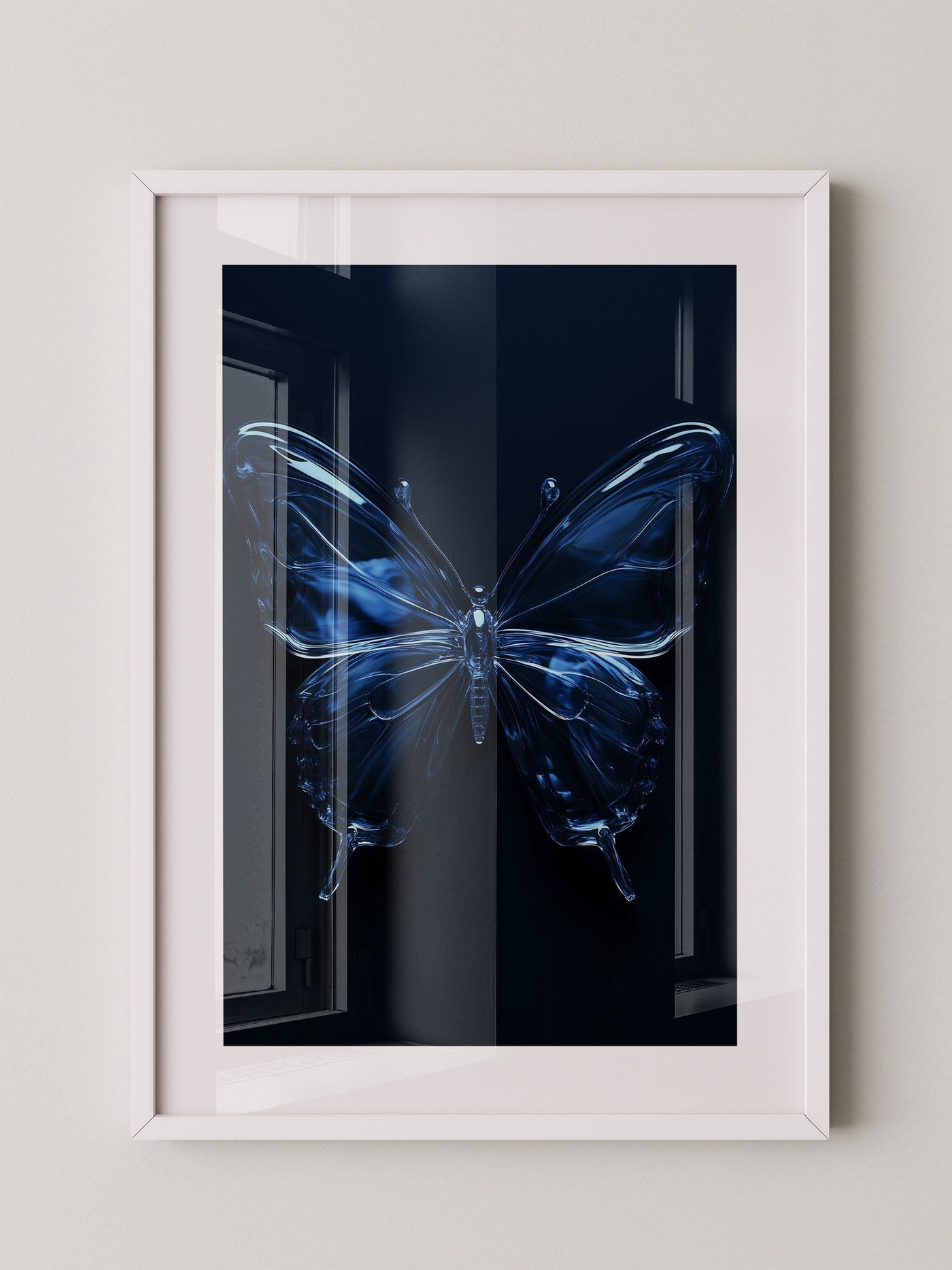 Glas Schmetterling blau