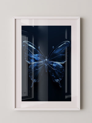 Glas Schmetterling blau