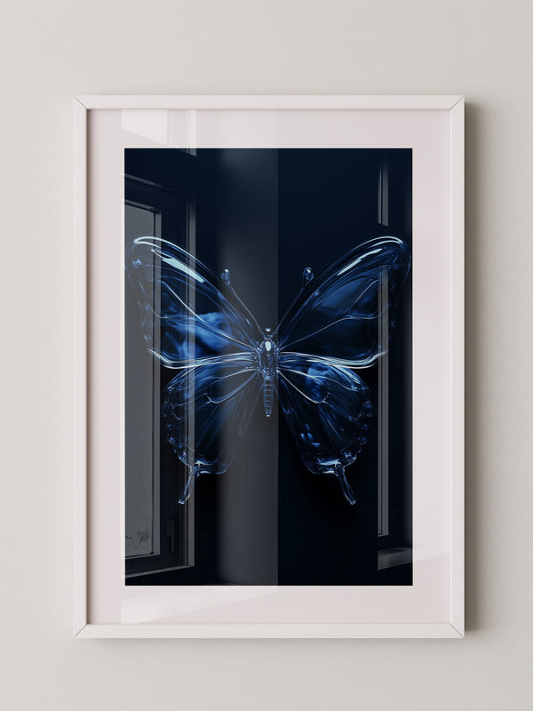 Glas Schmetterling blau