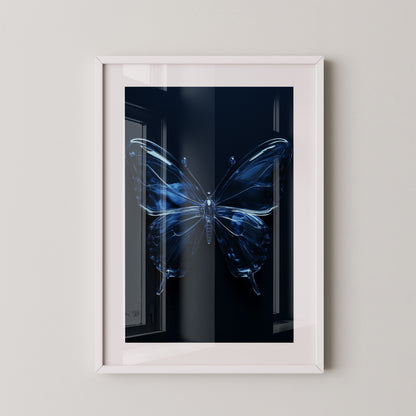 Glas Schmetterling blau