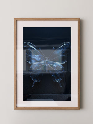 Glas Schmetterling blau