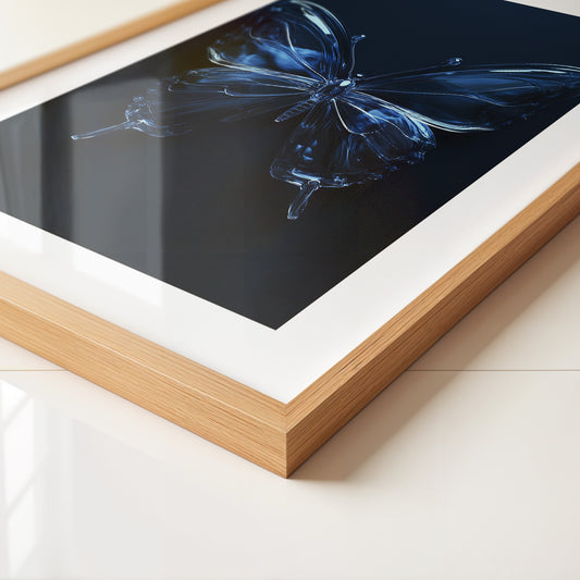 Glas Schmetterling blau