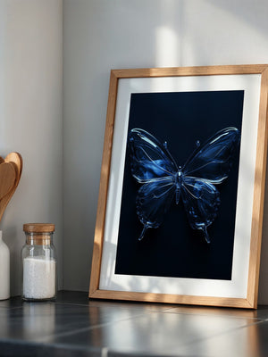 Glas Schmetterling blau