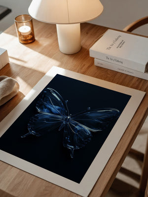 Glas Schmetterling blau