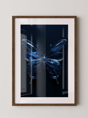 Glas Schmetterling blau