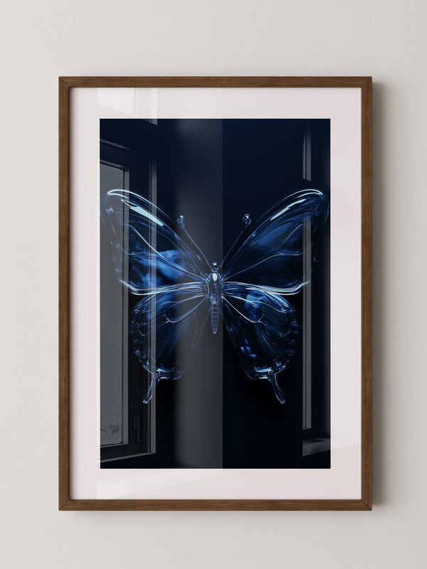 Glas Schmetterling blau