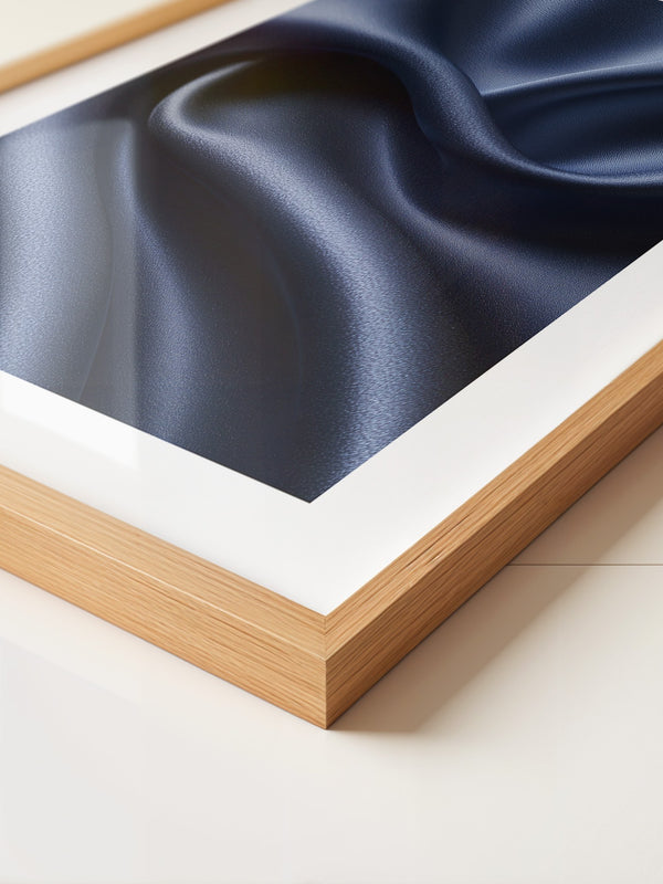 Satin Stoff Wellen Nachtblau